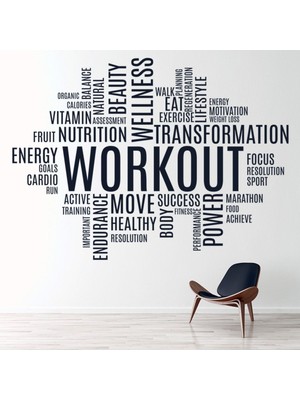 Jeronkarji Çalışma Metin Fitness Spor Salonu Dekoratif Duvar Sticker Çıkartma Spor Salonu Çocuk Odası
