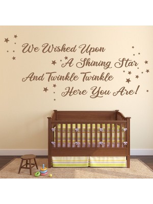 Jeronkarji Bir Yıldız Diledik Kreş Yazılı Dekoratif Duvar Sticker Çıkartma Bebek Çocuk Odası