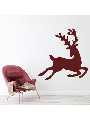 Jeronkarji Sıçrayan Ren Geyiği Ormanlık Hayvanlar Noel Dekoratif Duvar Sticker Çıkartma Yatak Çocuk Odası