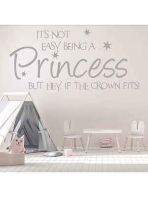 Jeronkarji Taç Prensese Uyarsa Yazılı Dekoratif Duvar Sticker Çıkartma Bebek Çocuk Odası