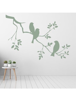 Jeronkarji Kuşlar ve Şube Çiçekler ve Ağaçlar Dekoratif Duvar Sticker Çıkartma Yatak Çocuk Odası