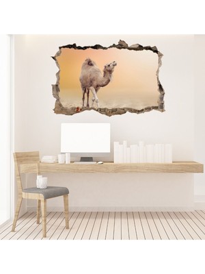 Jeronkarji Çöl Devesi 3D Delik Dekoratif Duvar Sticker Çıkartma Bebek Çocuk Odası