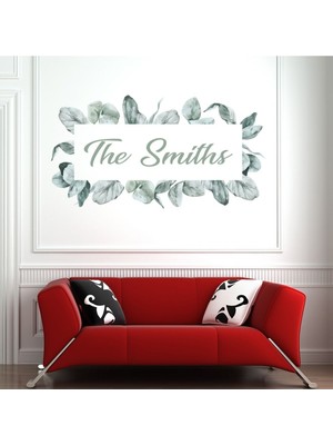 Jeronkarji Kişiye Özel Aile Adı Yaprak Çerçeve Dekoratif Duvar Sticker Çıkartması Ofis Oturma Odası