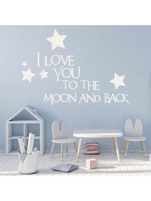 Jeronkarji Ay'a ve Geri Aşk Yazılı Dekoratif Duvar Sticker Çıkartma Oturma Odası Salon