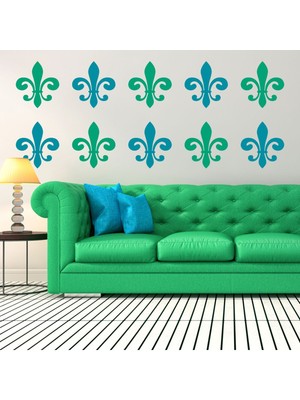 Jeronkarji Fleur De Lis Çini Çiçek Çini Dekoratif Duvar Sticker Çıkartması Ofis Oturma Odası