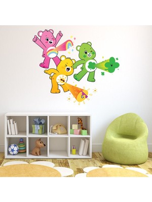 Jeronkarji Sevimli Ayılar Sihirli Kilidini Aç Funshine ve Iyi Şanslar Ayı Dekoratif Duvar Sticker Çıkartması