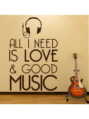 Jeronkarji Tek Ihtiyacım Olan Aşk Müzik Yazılı Dekoratif Duvar Sticker Çıkartma Oturma Odası Salon