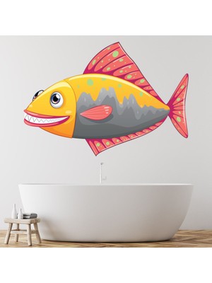 Jeronkarji Pembe Sarı Balık Dekoratif Duvar Sticker Çıkartmaları Yatak Çocuk Odası