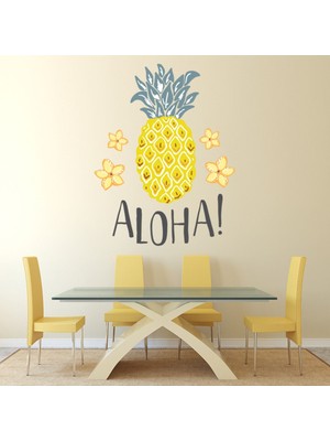 Jeronkarji Aloha! Tropikal Ananas Dekoratif Duvar Sticker Çıkartma Ofis Oturma Odası