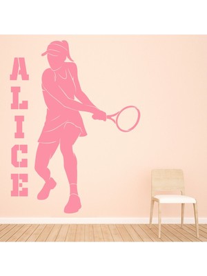 Jeronkarji Tenis Oyuncusu Kişiye Özel Isimli Dekoratif Duvar Sticker Çıkartması Spor Salonu Çocuk Odası