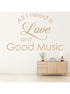 Jeronkarji Aşk ve Iyi Müzik Ilham Verici Yazılı Dekoratif Duvar Sticker Çıkartma Oturma Odası Salon