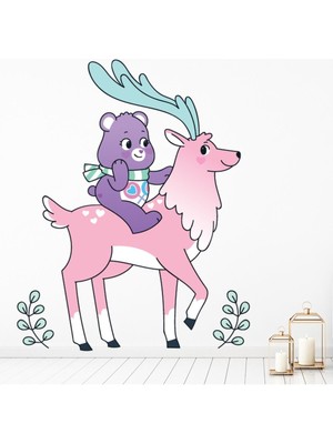Jeronkarji Sevimli Ayılar Sihirli Paylaşımın Kilidini Ayı Ren Geyiği Noel Dekoratif Duvar Sticker Çıkartması