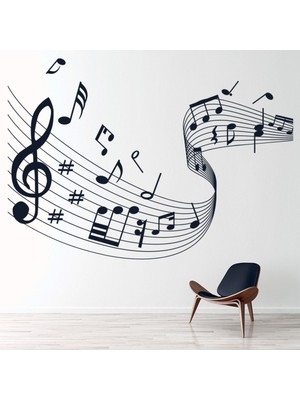 Jeronkarji Müzik Puanı Müzik Notaları Dekoratif Duvar Sticker Çıkartma Mutfak Ofis Yatak Odası