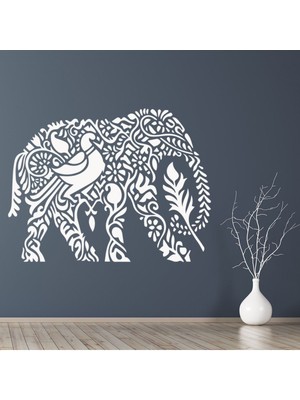 Jeronkarji Çiçek Fil Dekoratif Duvar Sticker Çıkartma Yatak Çocuk Odası