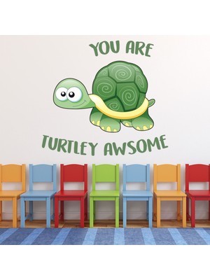 Jeronkarji Turtley Harika Eğlenceli Yazılı Dekoratif Duvar Sticker Çıkartma Oturma Odası Salon