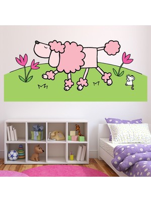 Jeronkarji Bu Benim Değil... Pembe Kaniş Köpek Dekoratif Duvar Sticker Çıkartma Bebek Çocuk Odası