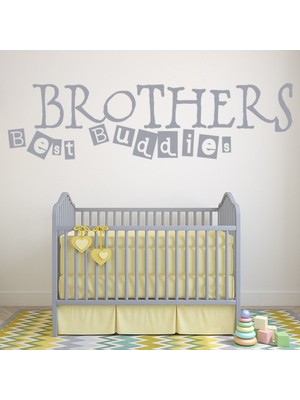 Jeronkarji Kardeşler Aile Yazılı Dekoratif Duvar Sticker Çıkartma Bebek Çocuk Odası