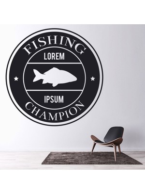 Jeronkarji Lorem Ipsum Balıkçılık Şampiyonu Dekoratif Duvar Sticker Çıkartması Spor Salonu Çocuk Odası
