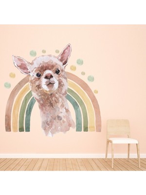 Jeronkarji Gökkuşağı Lama Çocuk Kreş Dekoratif Duvar Sticker Çıkartma Bebek Çocuk Odası