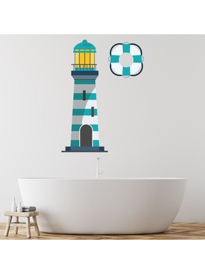 Jeronkarji Deniz Feneri Denizcilik Banyo Dekoratif Duvar Sticker Çıkartma Ofis Oturma Odası