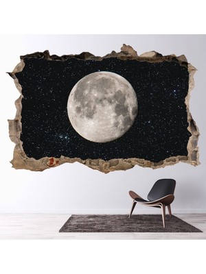 Jeronkarji Dolunay 3D Delik Dekoratif Duvar Sticker Çıkartması Bebek Çocuk Odası