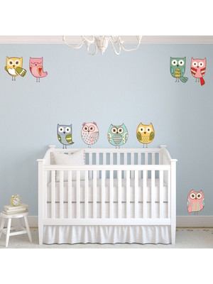 Jeronkarji Sevimli Baykuşlar Dekoratif Duvar Çıkartma Seti Bebek Çocuk Odası