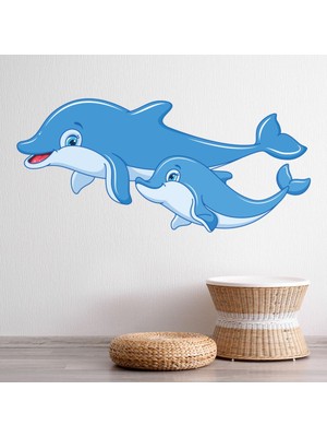 Jeronkarji Sevimli Yunuslar Çocuk Dekoratif Duvar Sticker Çıkartma Bebek Çocuk Odası