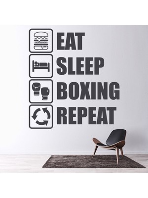 Jeronkarji Yemek Uyku Boks Tekrarı Dekoratif Duvar Sticker Çıkartma Spor Salonu Çocuk Odası