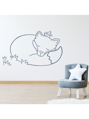 Jeronkarji Bu Benim Değil... Uykulu Tilki Dekoratif Duvar Sticker Çıkartma Bebek Çocuk Odası