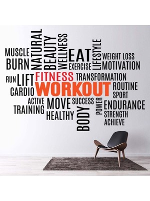 Jeronkarji Egzersiz Metin Fitness Spor Salonu Dekoratif Duvar Sticker Çıkartma Mutfak Ofis Yatak Odası