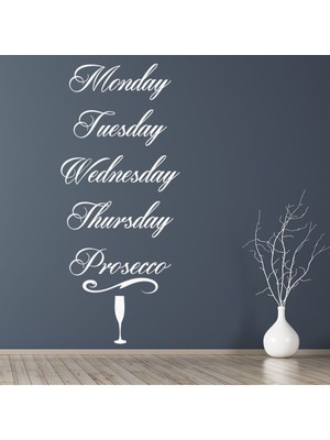 Jeronkarji Prosecco Alkol Yazılı Dekoratif Duvar Sticker Çıkartma Ofis Oturma Odası