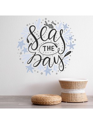 Jeronkarji Seas The Day Ilham Verici Yazılı Dekoratif Duvar Sticker Çıkartması Ofis Oturma Odası