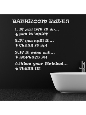 Jeronkarji Banyo Kuralları Banyo Yazılı Dekoratif Duvar Sticker Çıkartması Ofis Oturma Odası