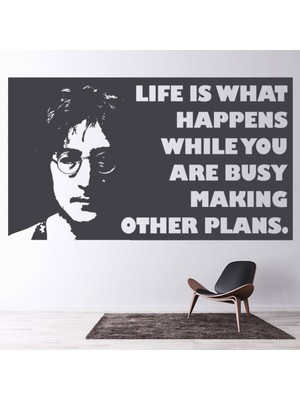 Jeronkarji Hayat Ne Olursa Olsun John Lennon Yazılı Dekoratif Duvar Sticker Çıkartma Oturma Odası Salon