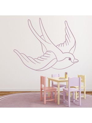 Jeronkarji Kırlangıç Anahat Kuş Tüyleri Dekoratif Duvar Sticker Çıkartma Bebek Çocuk Odası