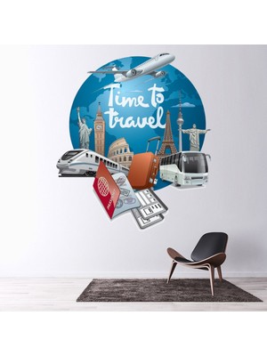 Jeronkarji Ulaşım Seyahat Tren Uçak Otobüs Dekoratif Duvar Sticker Çıkartma Oturma Odası Salon