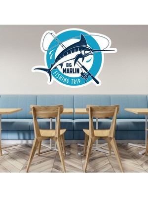 Jeronkarji Marlin Balıkçılık Işareti Logosu Dekoratif Duvar Sticker Çıkartma Spor Salonu Çocuk Odası
