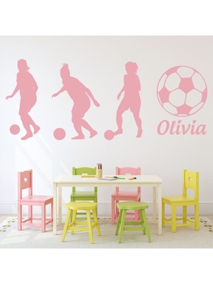 Jeronkarji Kişiye Özel Isim Kız Futbol Oyuncuları Dekoratif Duvar Sticker Çıkartması Bebek Çocuk Odası