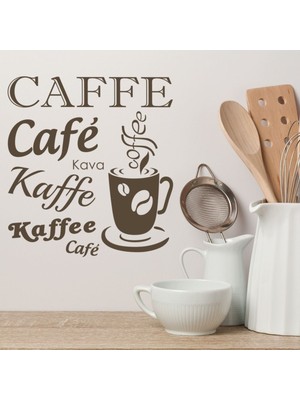 Jeronkarji Kahve Dilleri Cafe Dekoratif Duvar Sticker Çıkartma Ofis Oturma Odası