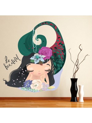 Jeronkarji Güzel Denizkızı Ol Dekoratif Duvar Sticker Çıkartma Bebek Çocuk Odası