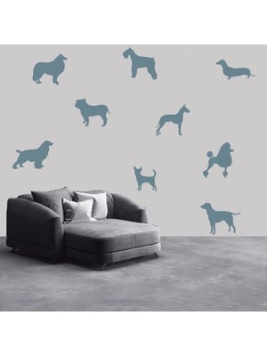 Jeronkarji Köpek Irkları Köpek Bakım Dekoratif Duvar Çıkartma Seti Yatak Çocuk Odası