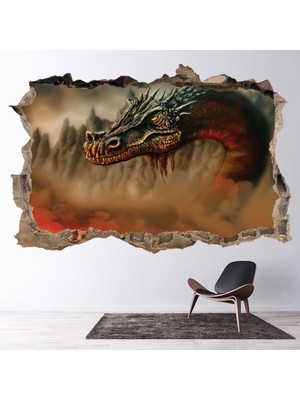 Jeronkarji Çin Ejderhası 3D Delik Dekoratif Duvar Sticker Çıkartma Bebek Çocuk Odası