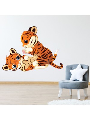 Jeronkarji Sevimli Kaplan Yavruları Dekoratif Duvar Sticker Çıkartma Bebek Çocuk Odası