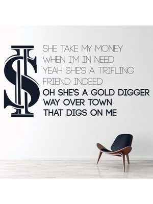 Jeronkarji Kanye West Gold Digger Şarkı Sözleri Dekoratif Duvar Sticker Çıkartma Oturma Odası Salon