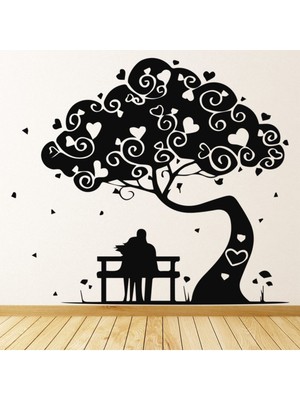 Jeronkarji Aşk Kalp Ağacı Romantizm Dekoratif Duvar Sticker Çıkartma Ofis Oturma Odası