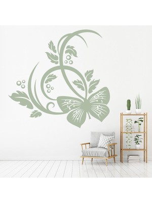 Jeronkarji Kelebek Çiçek Çiçek Girdap Dekoratif Duvar Sticker Çıkartma Yatak Çocuk Odası