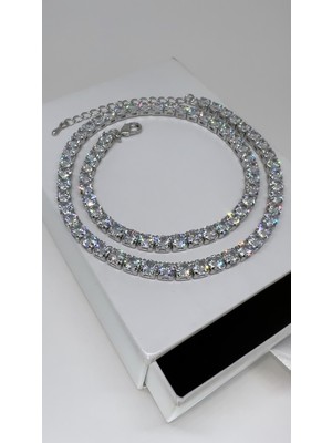 Glare Jewelry 5mm Rhodium Suyolu Kolye 40+5 cm