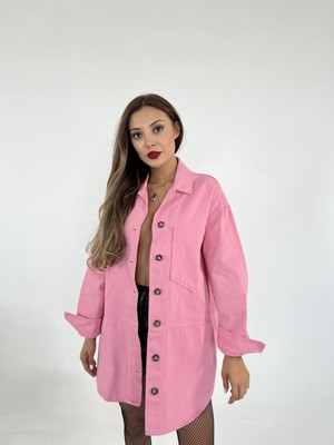 Fame Kadın Gabardin Oversize Ceket Pembe