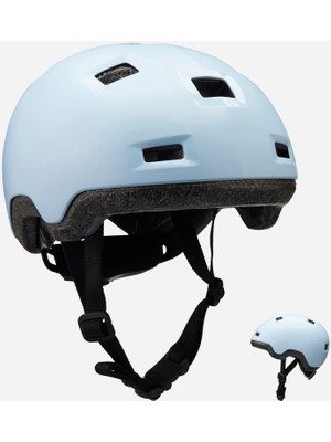 Oxelo Çocuk Kaskı - Paten / Kaykay / Scooter - Pastel Mavi - B100 Beden: 52-54CM