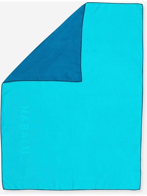 Çift Taraflı Mikrofiber Havlu - M Boy - Mavi / Yeşil 60 x 80 cm